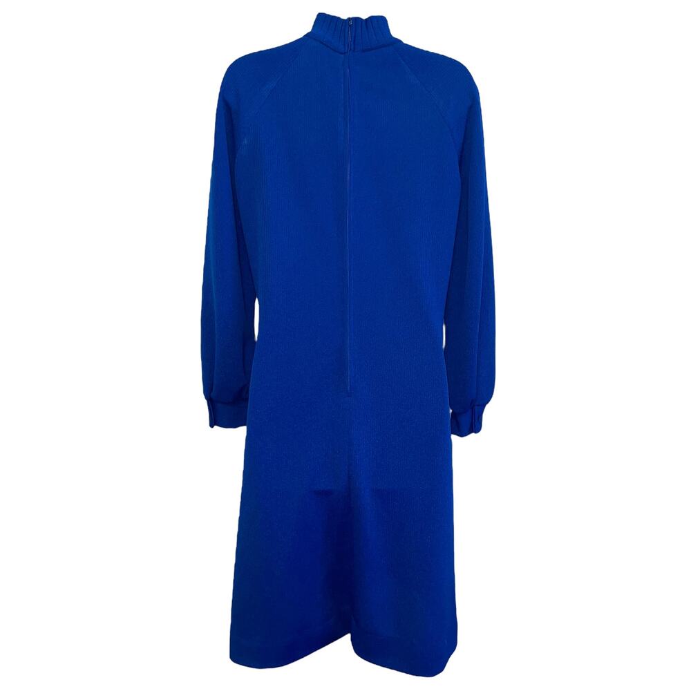 Vintage 1970's Threads by Jerrie Lurie Mod Cobalt Blue Dress Size 14 - Picture 3 of 8